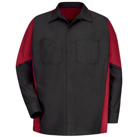 Workwear Outfitters Men's Long Sleeve Two-Tone Crew Shirt Black/ Red, XXL SY10BR-RG-XXL